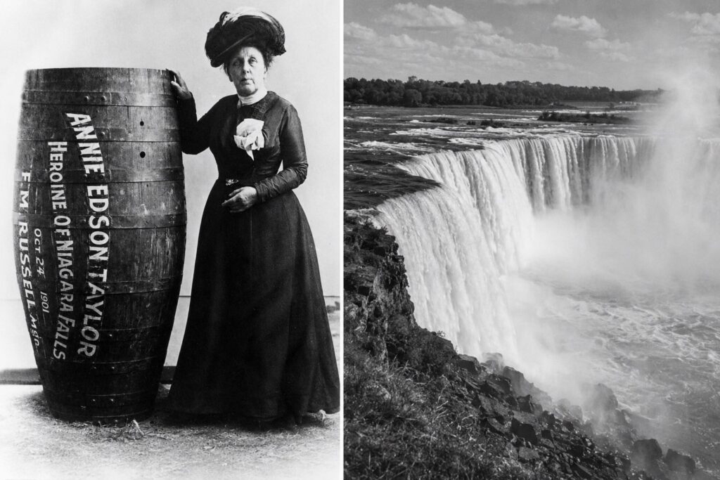 photo of Annie Edison Taylor, the first person to go over Niagara Falls in a barrel. Featured image for a story about Annie Edison Taylor