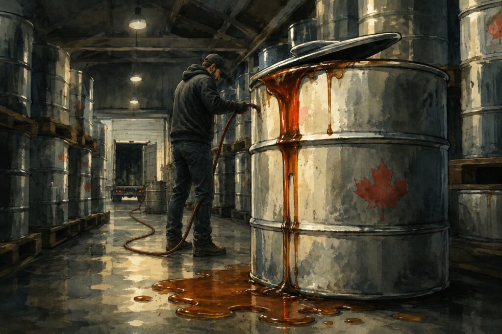 Featured image for an article about the maple syrup heist in Canada